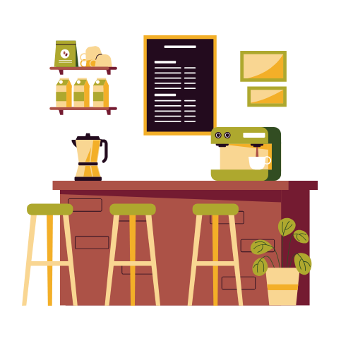coffee bar graphic to represent the training site